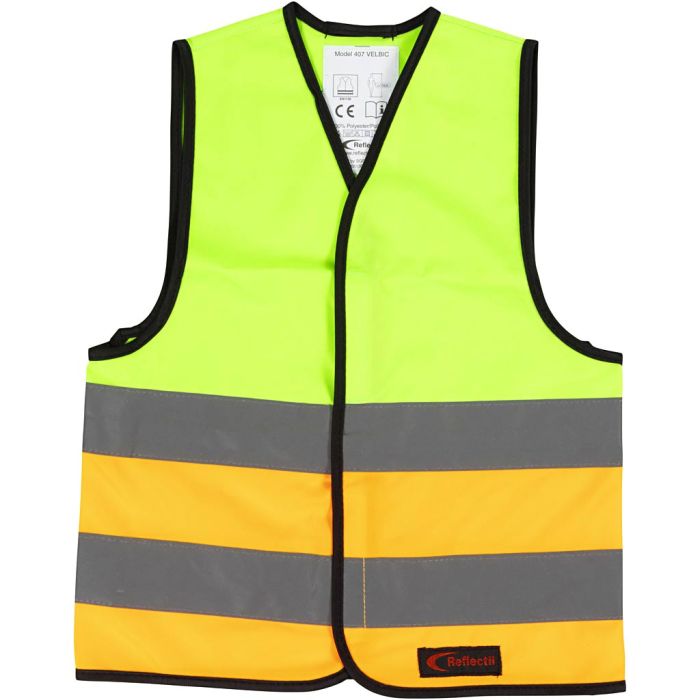 Refleksvest, XXS, L: 45 cm, B: 35 cm, str. 1-4 år, grønn, orange, 1 stk.
