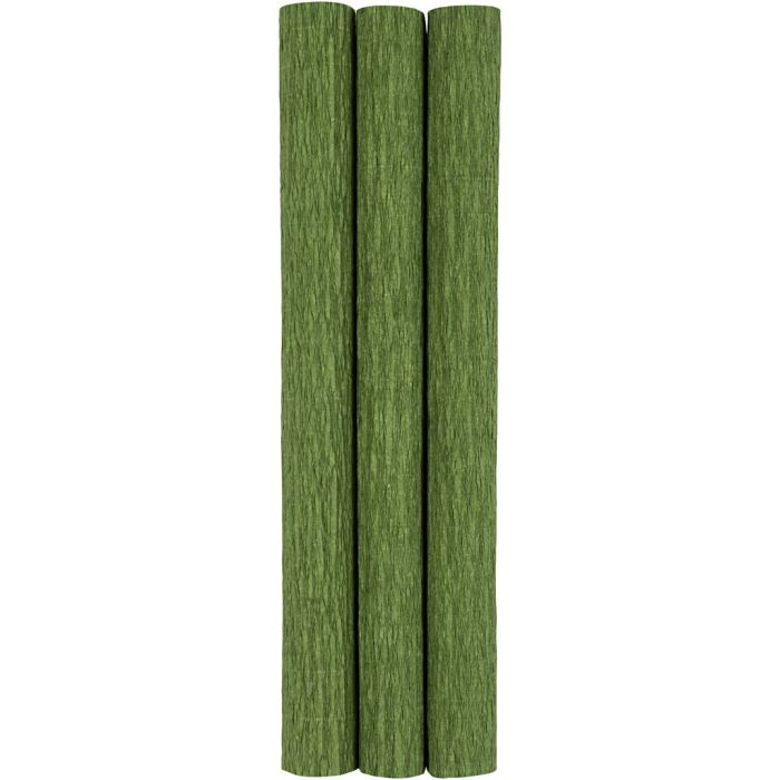 Kreppapir, ark 25x60 cm, Strekk-/krep: 180%, 105 g, løvgrønn, 3 ark/ 1 pk.