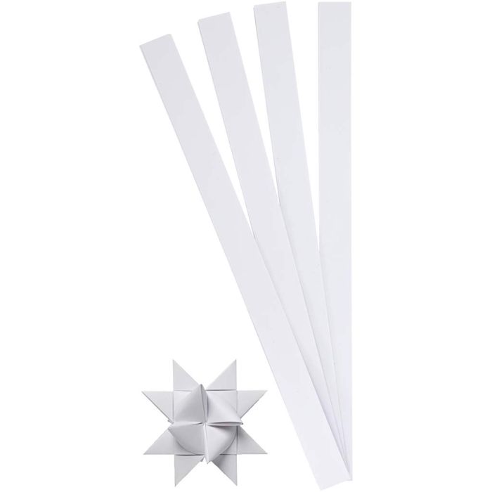 Stjernestrimler, L: 45 cm, B: 15 mm, dia. 6,5 cm, hvit, 100 strimler/ 1 pk.