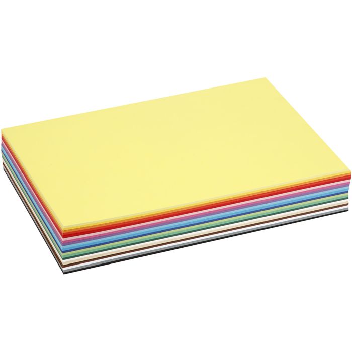 Farget kort, A4, ark 210x297 mm, 180 g, ass. farger, 300 ass. ark/ 1 pk.