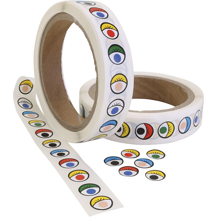 Klistremerkeøyne, dia. 13 mm, ass. farger, 2000 stk./ 1 pk.
