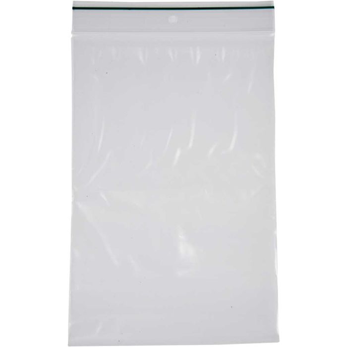 Plastpose med zip lock, str. 12x18 cm, tykkelse 0,05 mm, 100 stk./ 1 pk.