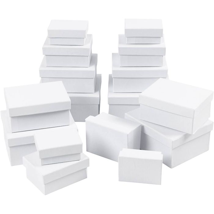 Rektangulære Esker, H: 3,5+4,5+5,5+6,5 cm, str. 7,5x5 + 9,5x7 + 11,5x8,5 + 14x11 cm, 4x4 stk./ 1 pk.