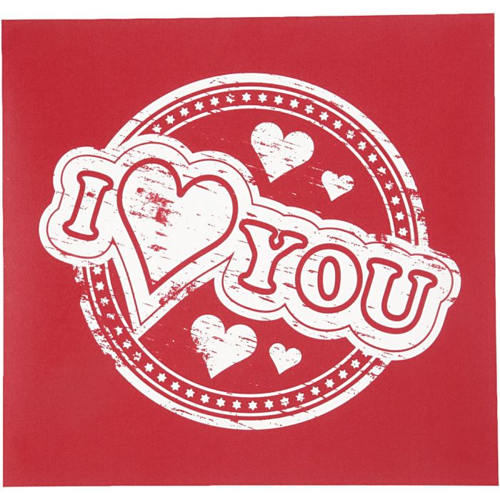 Screen stensil, I love you, ark 20x22 cm, 1 ark