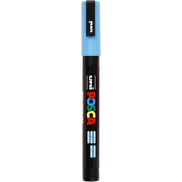 Posca Marker, nr. PC-3M, strek 0,9-1,3 mm, fine, lys blå, 1 stk.