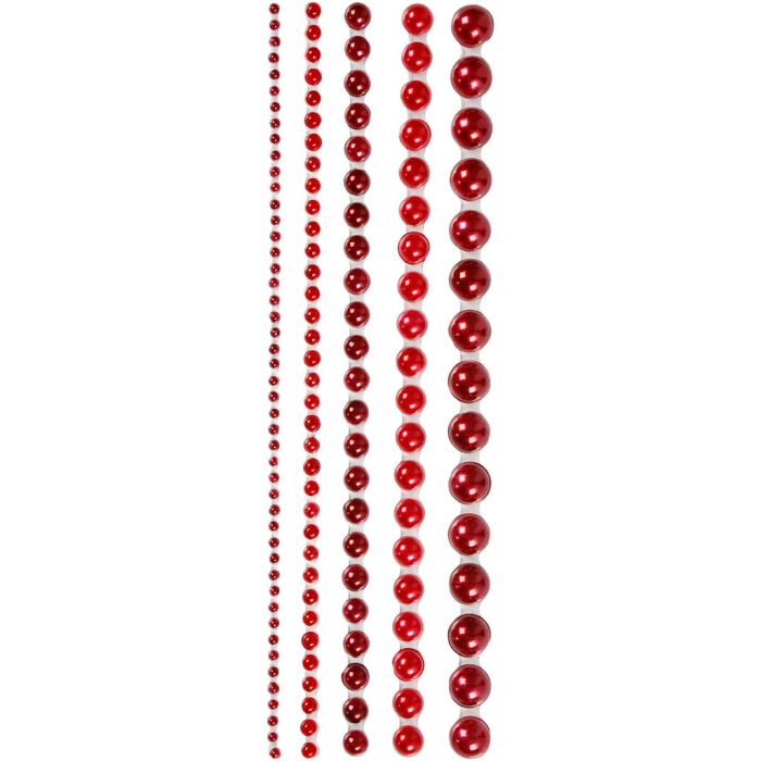 Halvperler, str. 2-8 mm, rød, 140 stk./ 1 pk.