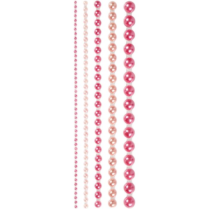 Halvperler, str. 2-8 mm, pink, 140 stk./ 1 pk.