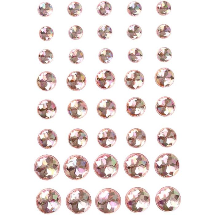 Rhinsten, str. 6+8+10 mm, pink, 40 stk./ 1 pk.