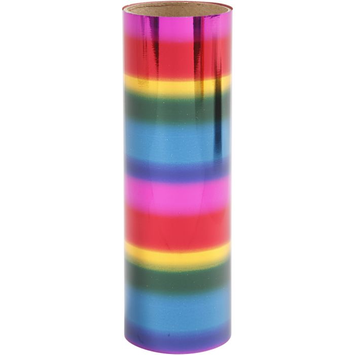 Dekorasjonsfolie, B: 15,5 cm, tykkelse 0,02 mm, regnbuefarger, 50 cm/ 1 rl.