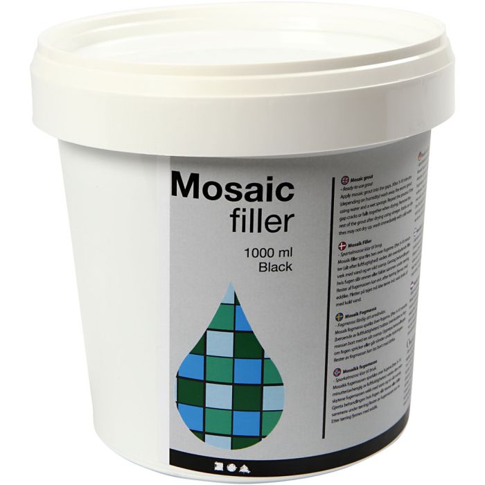 Mosaikkflis Fugemasse, svart, 1000 ml/ 1 spann