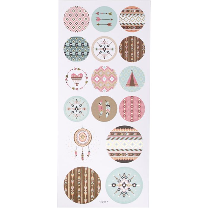 Stickers, indianer, B: 30+40 mm, ark 10x23 cm, ca. 16 stk., 1 ark
