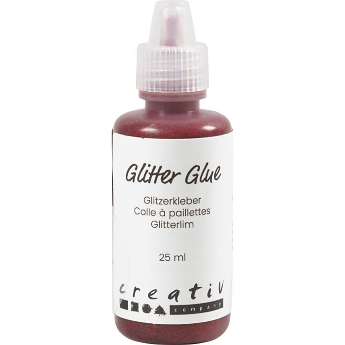 Glitterlim, rød, 25 ml/ 1 fl.