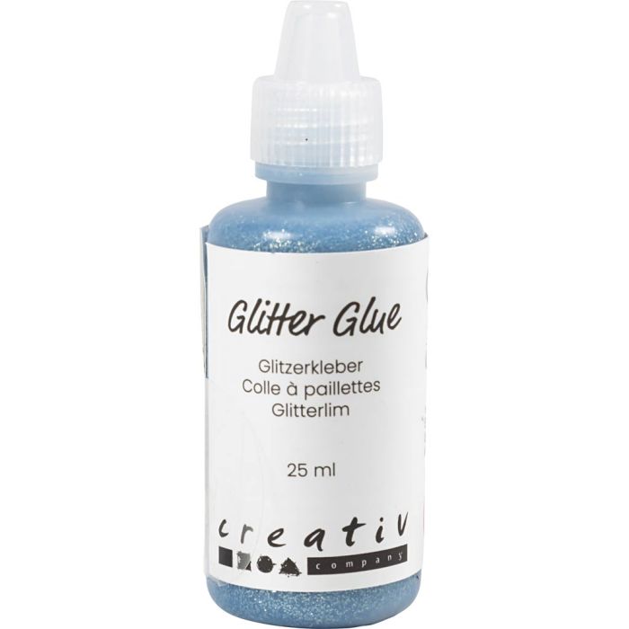 Glitterlim, lys blå, 25 ml/ 1 fl.
