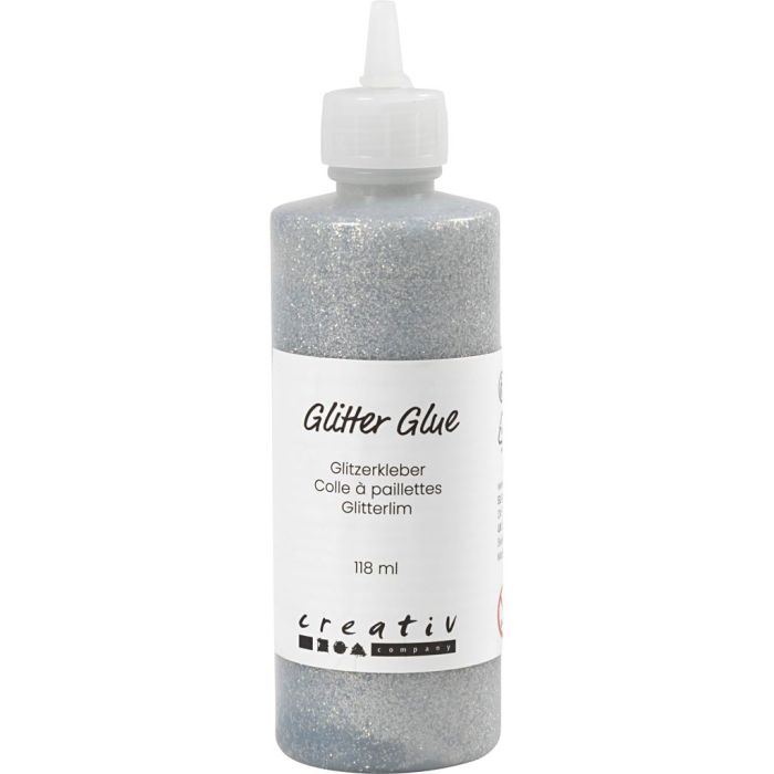 Glitterlim, sølv, 118 ml/ 1 fl.