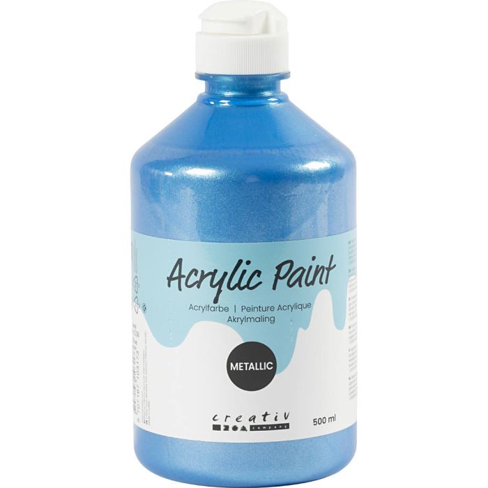 Metallisk akrylmaling, blå, 500 ml/ 1 fl.