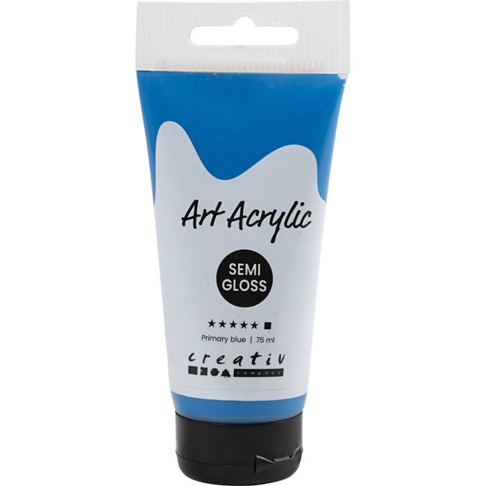 Akrylmaling, halvblank, dekkende, primær blå, 75 ml/ 1 fl.