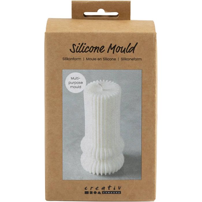 Silikonform , Riflet sylinder med buer, H: 12,5 cm, dia. 6 cm, 1 stk./ 1 pk.