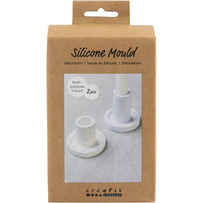 Silikonform, Lysestake, H: 6,5+7,5 cm, dia. 7,3 cm, 2 stk./ 1 pk.