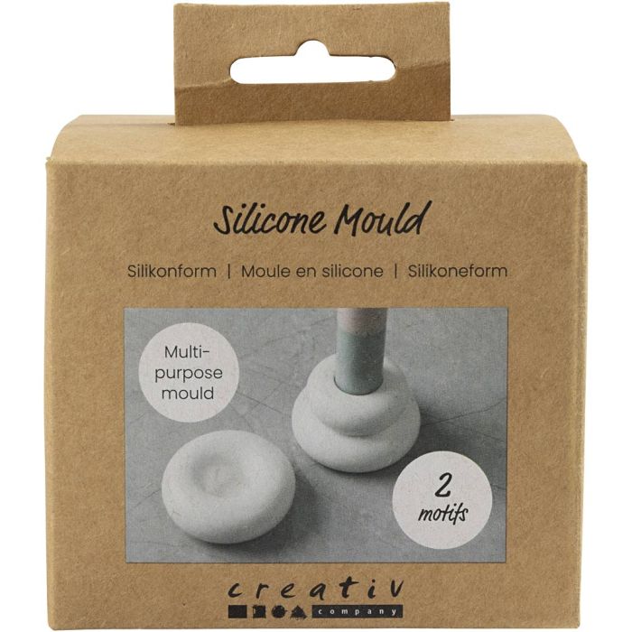 Silikonform, Lysholdere, donutformede, H: 2+3,8 cm, dia. 6+6,2 cm, matt transparent, 1 stk./ 1 pk.