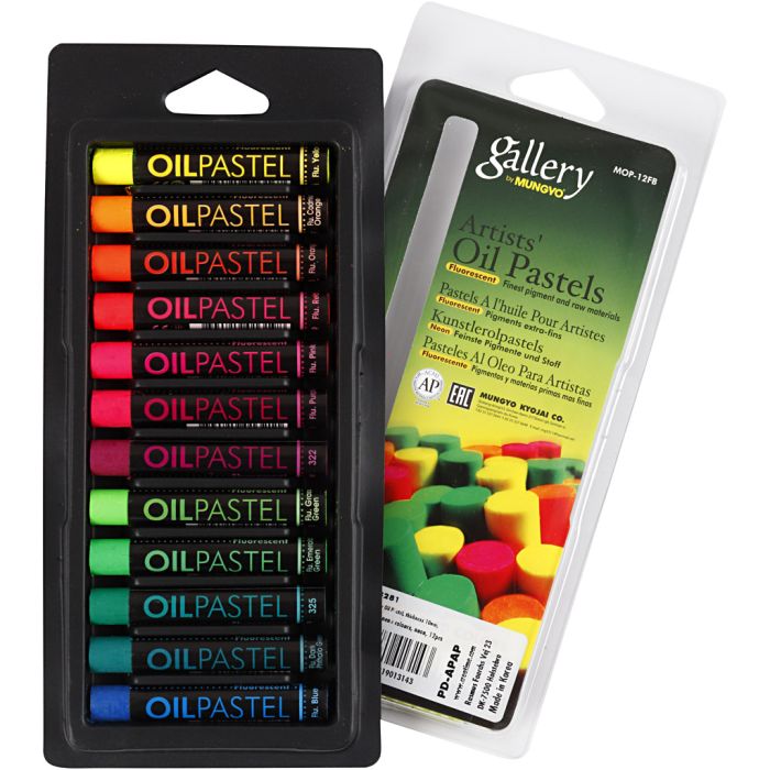Gallery Oljepastell, L: 7 cm, tykkelse 11 mm, neonfarger, 12 stk./ 1 pk.