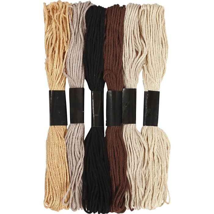 Broderitråd, tykkelse 1 mm, natur, 6 bunt/ 1 pk.