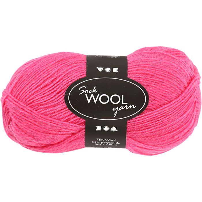 Strømpegarn, L: 200 m, pink, 50 g/ 1 nst.