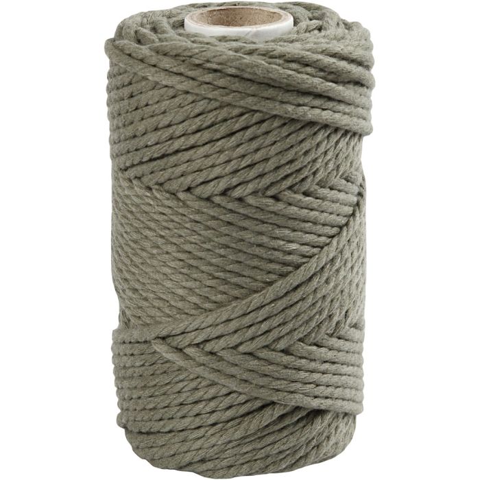 Macramè-rep, L: 55 m, dia. 4 mm, mosegrønn, 330 g/ 1 rl.