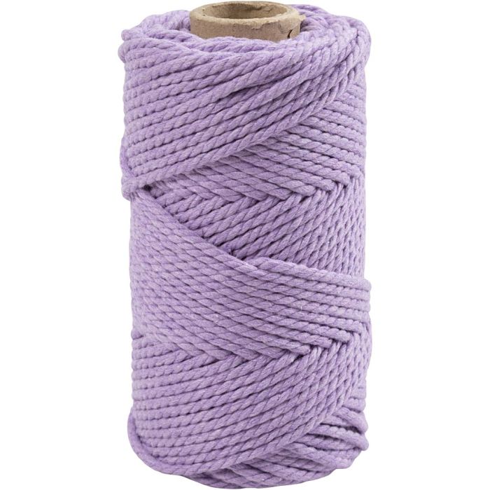Macramè-rep, L: 55 m, dia. 4 mm, lilla, 330 g/ 1 rl.