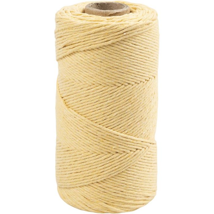 Macramè-Snor, L: 198 m, dia. 2 mm, lys gul, 330 g/ 1 rl.