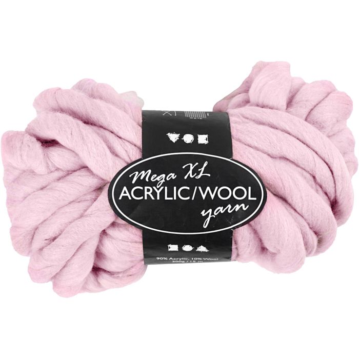 XL Kjempegarn av Akryl/Ull, L: 15 m, str. mega, rosa, 300 g/ 1 nst.