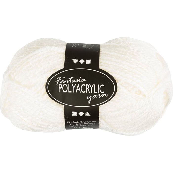 Fantasia Akrylgarn, L: 80 m, pinne 4,5-5, hvit, 50 g/ 1 nst.