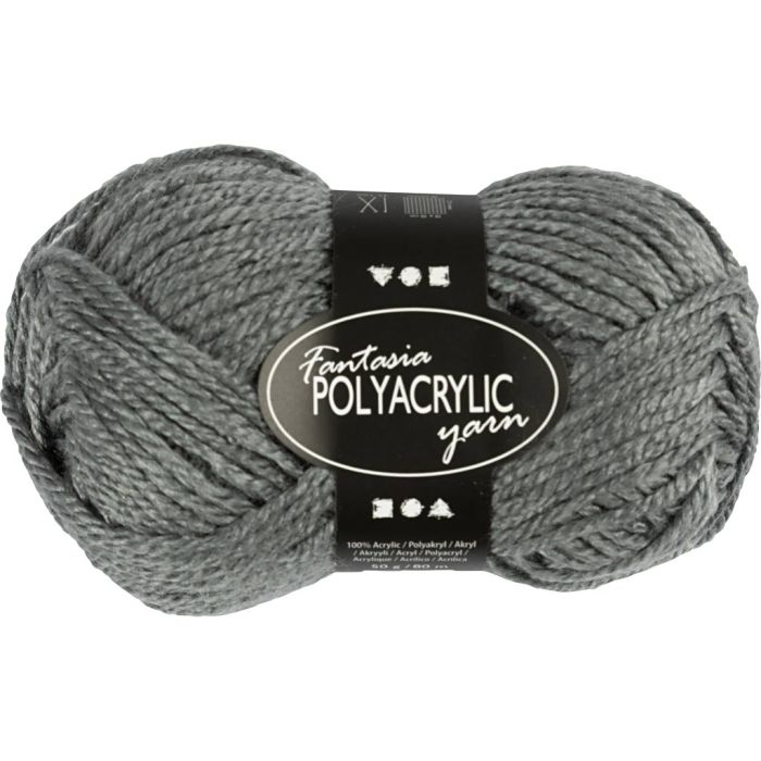 Fantasia Akrylgarn, L: 80 m, pinne 4,5-5, grå, 50 g/ 1 nst.