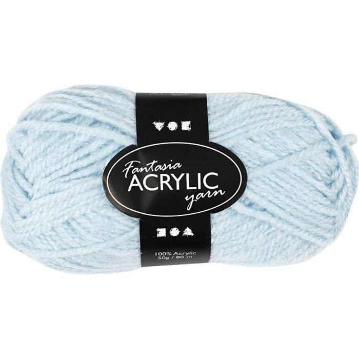 Fantasia Akrylgarn, L: 80 m, pinne 4,5-5, lys blå, 50 g/ 1 nst.