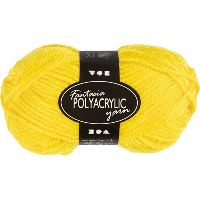 Fantasia Akrylgarn, L: 80 m, pinne 4,5-5, gul, 50 g/ 1 nst.