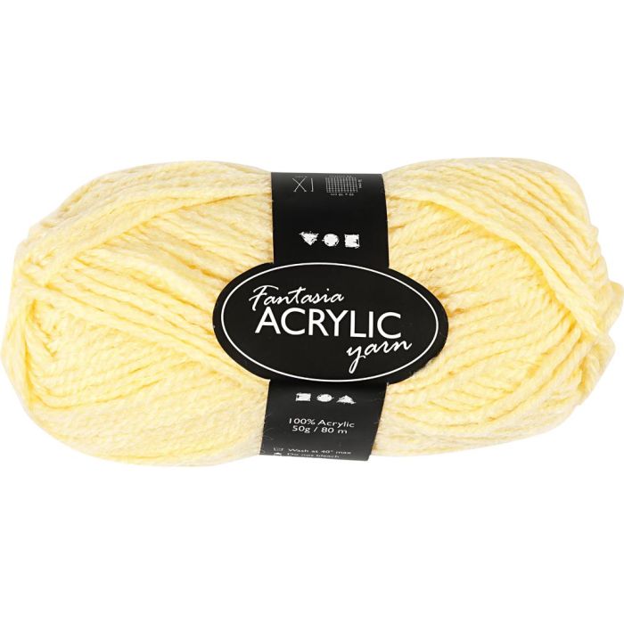 Fantasia Akrylgarn, L: 80 m, pinne 4,5-5, lys gul, 50 g/ 1 nst.