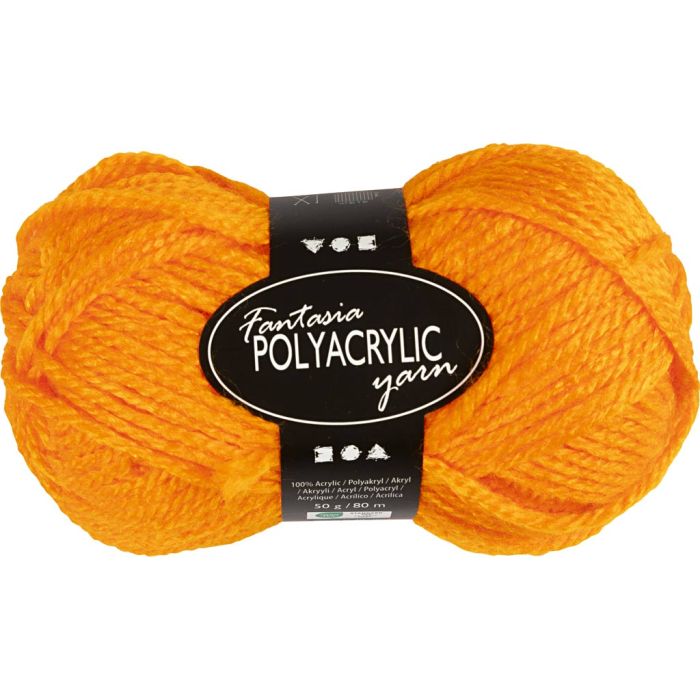 Fantasia Akrylgarn, L: 80 m, pinne 4,5-5, neon orange, 50 g/ 1 nst.