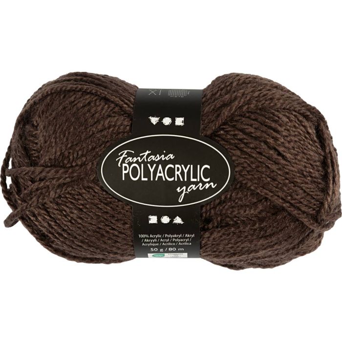 Fantasia Akrylgarn, L: 80 m, pinne 4,5-5, brun, 50 g/ 1 nst.