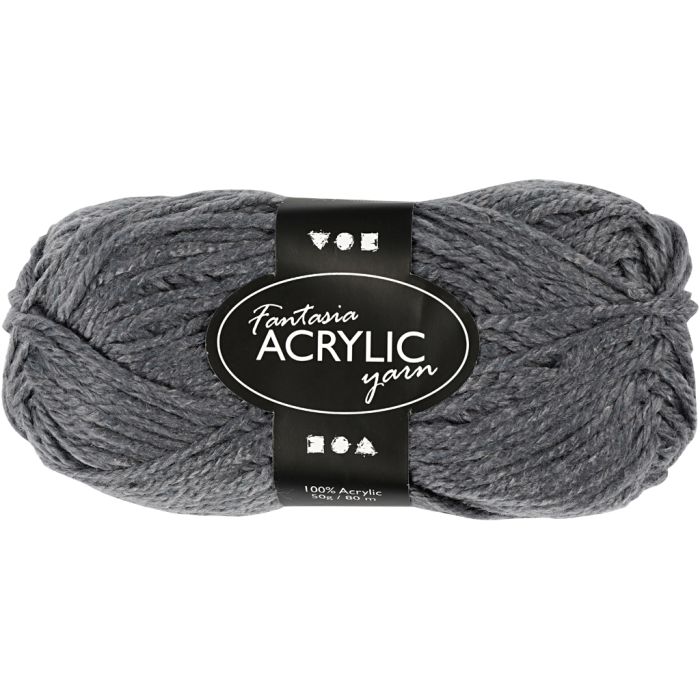 Fantasia Akrylgarn, L: 80 m, grå, 50 g/ 1 nst.
