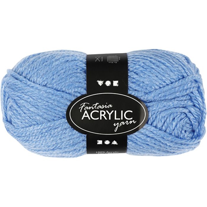Fantasia Akrylgarn, L: 80 m, blå, 50 g/ 1 nst.