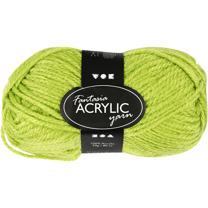 Fantasia Akrylgarn, L: 80 m, lys grønn, 50 g/ 1 nst.