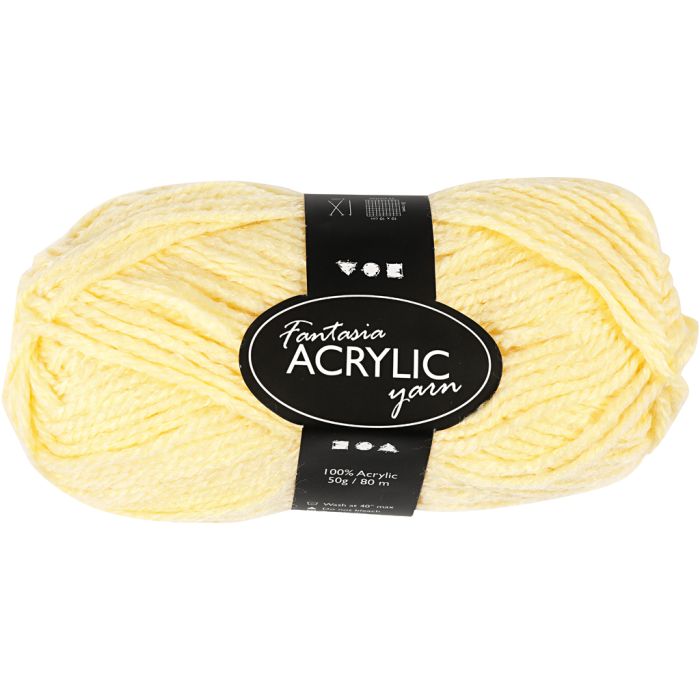 Fantasia Akrylgarn, L: 80 m, lys gul, 50 g/ 1 nst.