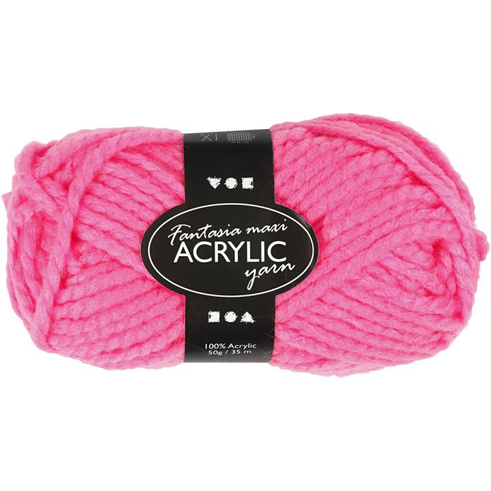Fantasia Akrylgarn, L: 35 m, Maxi, neon pink, 50 g/ 1 nst.