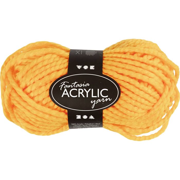 Fantasia Akrylgarn, L: 35 m, pinne 9-10, gul, 50 g/ 1 nst.