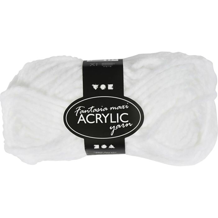 Fantasia Akrylgarn, L: 35 m, pinne 9-10, hvit, 50 g/ 1 nst.