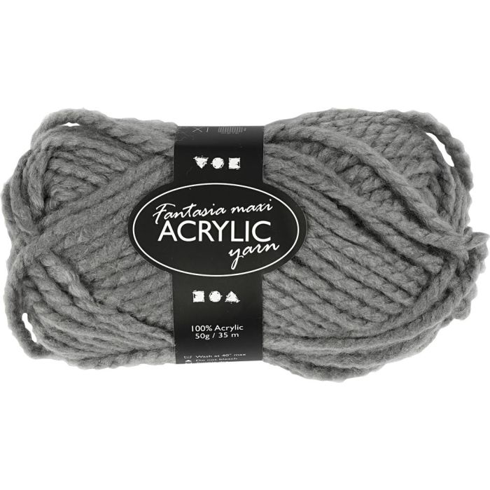 Fantasia Akrylgarn, L: 35 m, pinne 9-10, grå, 50 g/ 1 nst.