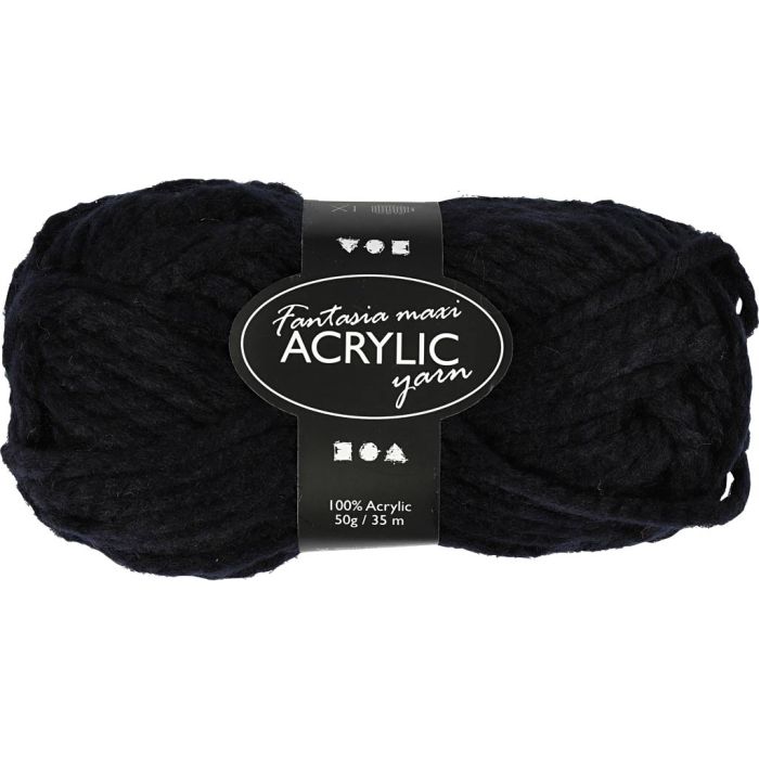 Fantasia Akrylgarn, L: 35 m, pinne 9-10, svart, 50 g/ 1 nst.