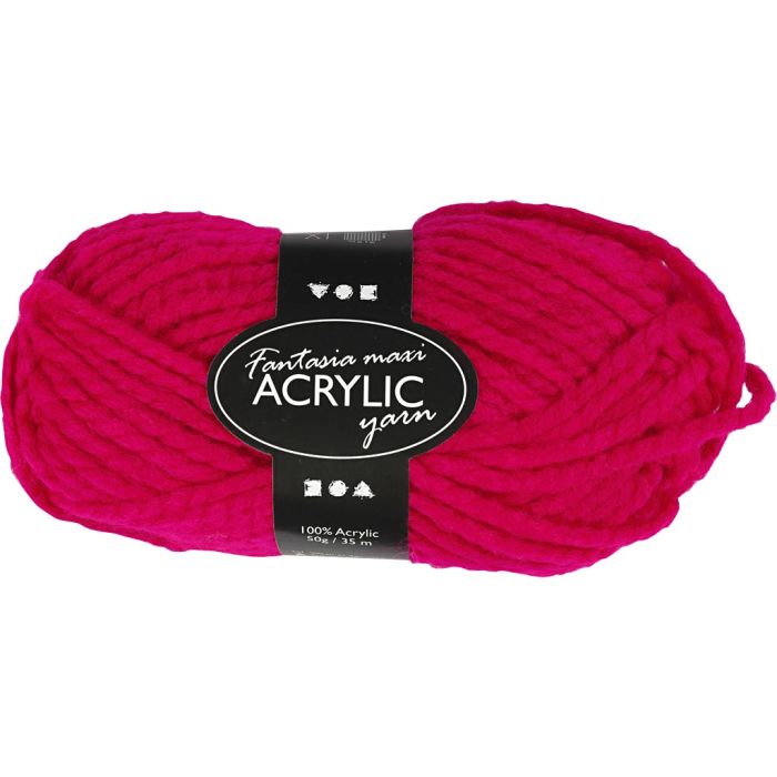 Fantasia Akrylgarn, L: 35 m, pinne 9-10, fuchsia, 50 g/ 1 nst.