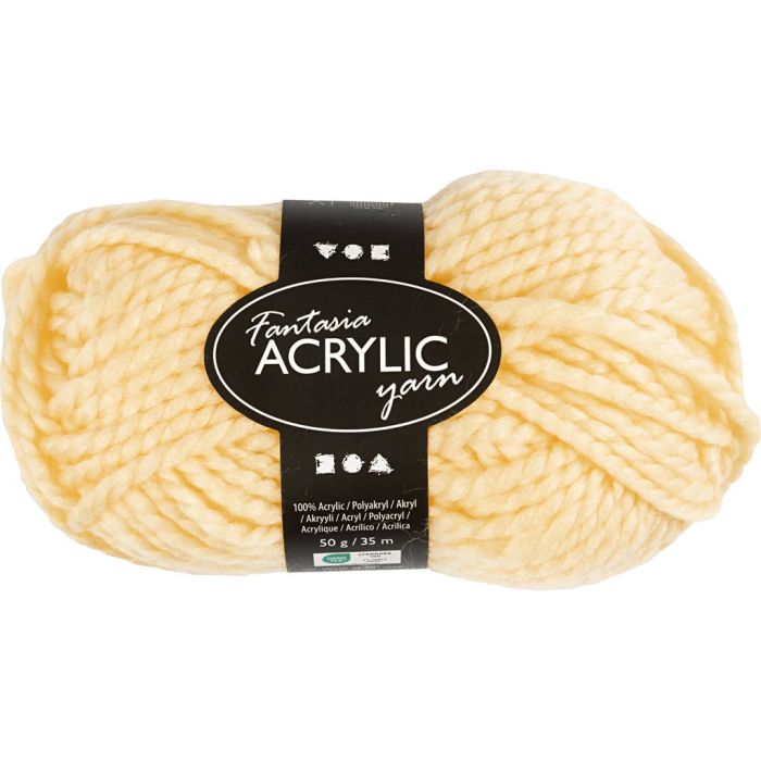Fantasia Akrylgarn, L: 35 m, pinne 9-10, lys gul, 50 g/ 1 nst.