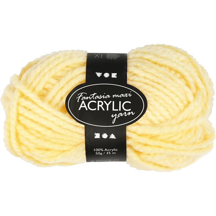 Fantasia Akrylgarn, L: 35 m, Maxi, lys gul, 50 g/ 1 nst.