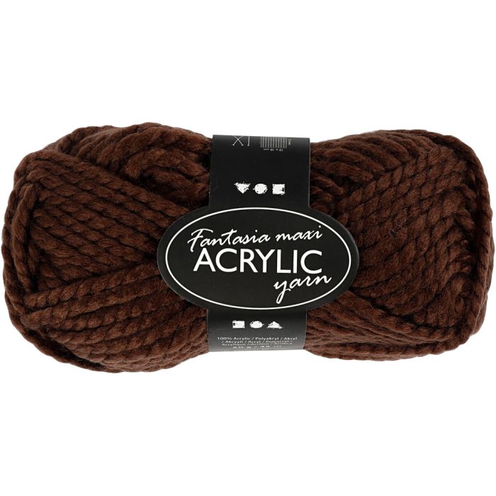 Fantasia Akrylgarn, L: 35 m, Maxi, brun, 50 g/ 1 nst.